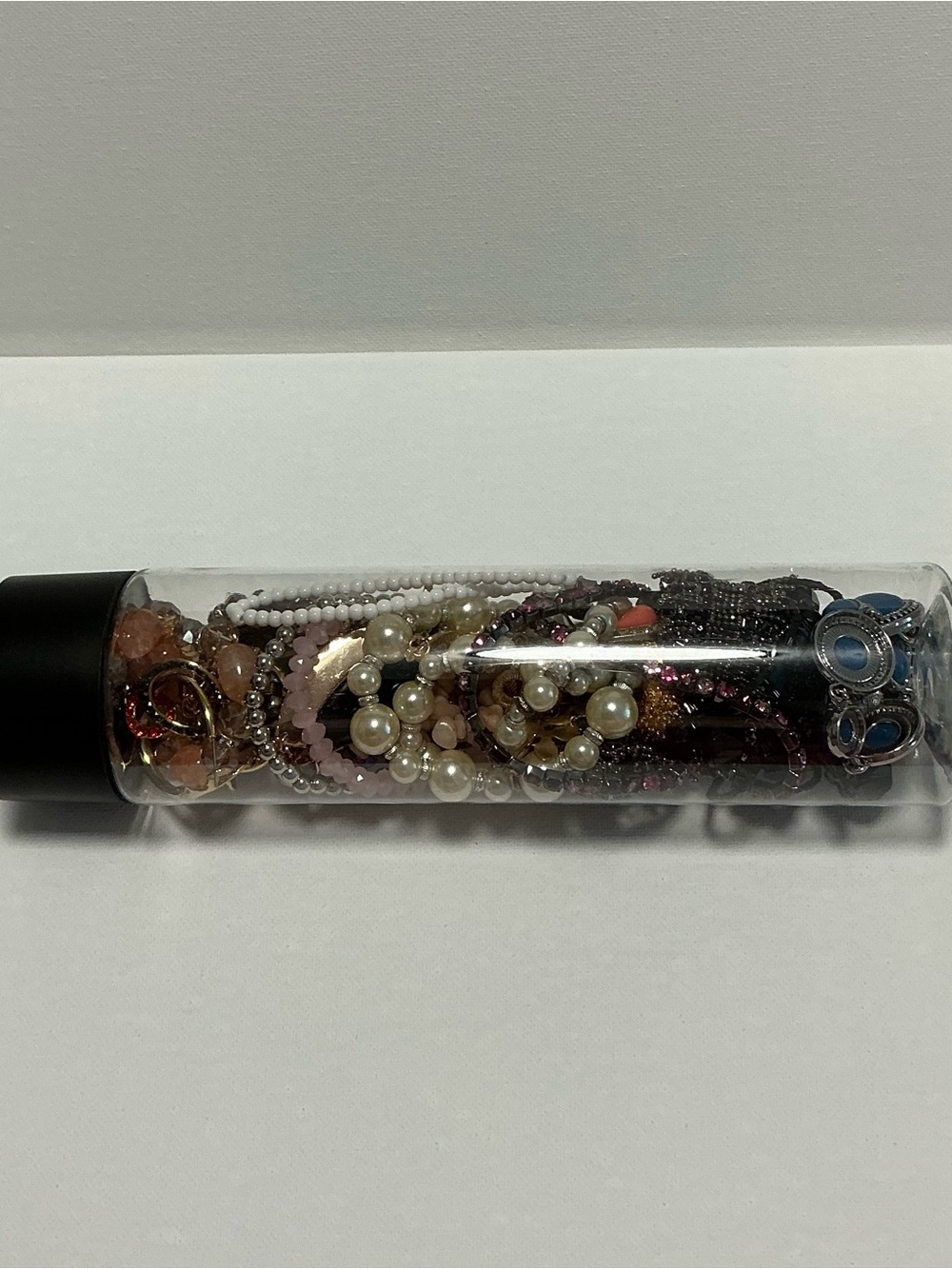 Clear Jewelry Tube Filled with 25 Mixed Costume Jewelry - Multicolor Items. - Picture 10 of 15
